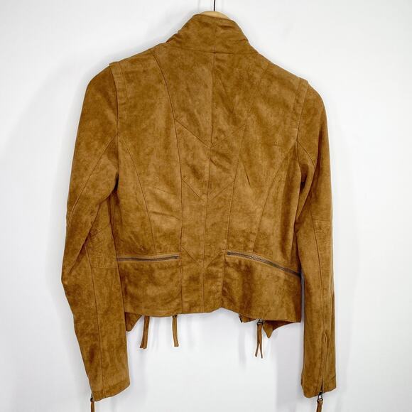 Solemio Brown Faux Suede Full Zip Long Sleeve Jacket Woman Small Country Western - Picture 2 of 8